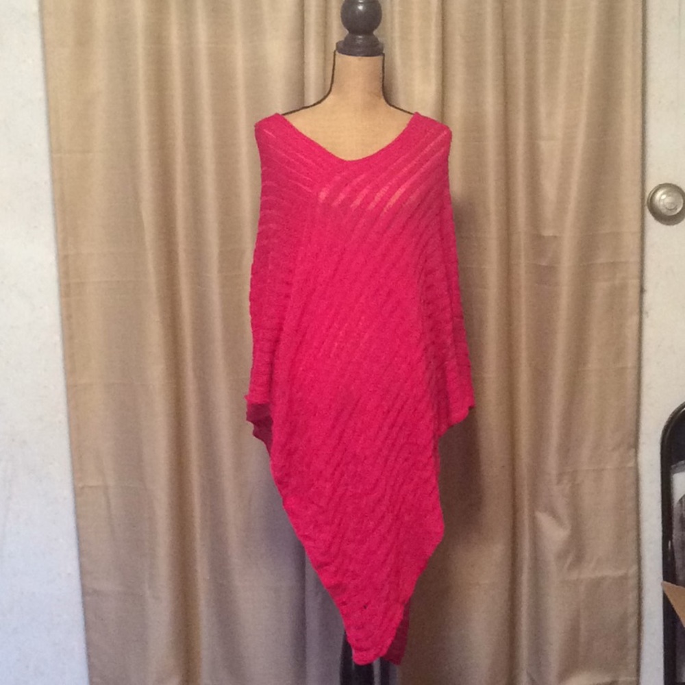 Chico raspberry knit poncho.
